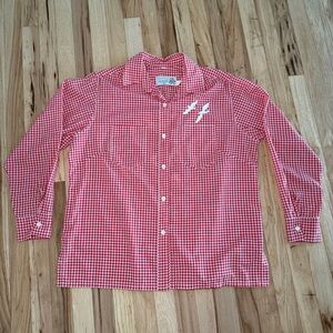Vintage Helen Cerda Bird Embroidered Gingham Button Up Collared Shirt